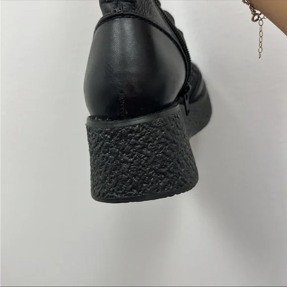 ⛔️SOLD⛔️Steve Madden Black Leather 90s Style Lace Up Platform Combat Moto Boots - Picture 7 of 10